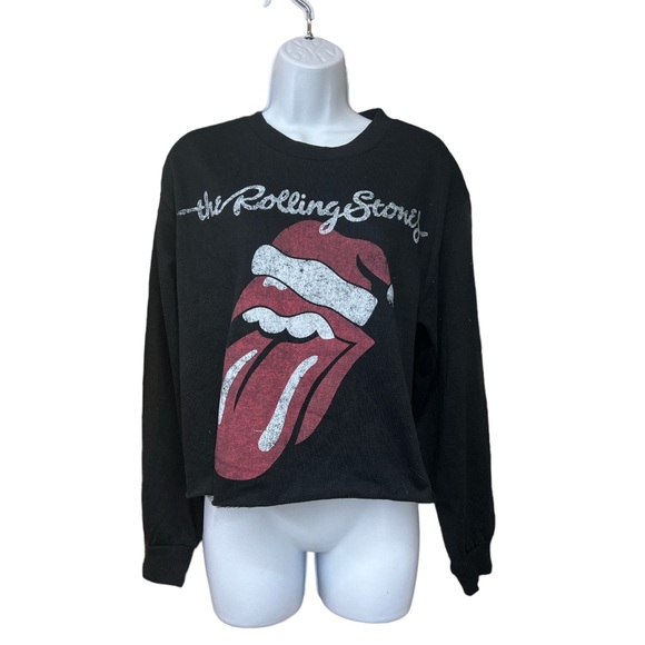 Sz M Cropped Sweat Shirt The Rolling Stones NWT - Picture 2 of 5